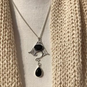 NEW Unique Black Onyx 925 Silver Necklace